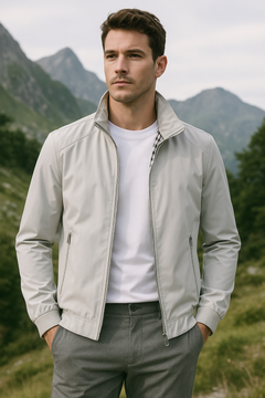 Mats | Herren leichte Reißverschlussjacke Stehkragen in Grau