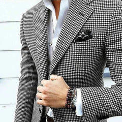 Matteo | Herren Hahnentritt Muster Blazer Sakko in Schwarz