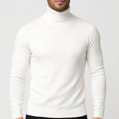 Matthias | Herren Klassischer Langärmliger Rollkragenpullover in Weiß