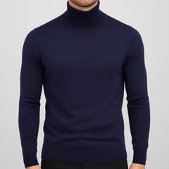 Matthias | Herren Klassischer Langärmliger Rollkragenpullover in Dunkelblau