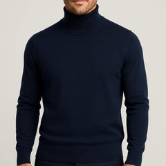 Matthias | Herren Klassischer Langärmliger Rollkragenpullover in Marineblau