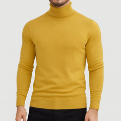 Matthias | Herren Klassischer Langärmliger Rollkragenpullover in Hellgelb