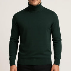 Matthias | Herren Klassischer Langärmliger Rollkragenpullover in Dunkelgrün