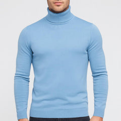 Matthias | Herren Klassischer Langärmliger Rollkragenpullover in Hellblau