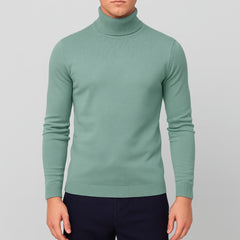 Matthias | Herren Klassischer Langärmliger Rollkragenpullover in Grün