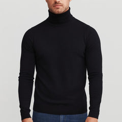 Matthias | Herren Klassischer Langärmliger Rollkragenpullover in Schwarz