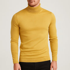 Matthias | Herren Klassischer Langärmliger Rollkragenpullover in Gelb