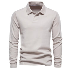 Matthias | Herren Langarm Poloshirt mit Polokragen in Creme