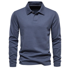 Matthias | Herren Langarm Poloshirt mit Polokragen in Blau