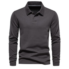 Matthias | Herren Langarm Poloshirt mit Polokragen in Dunkelgrau