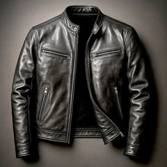 Maximilian | Herren Gesteppte Bikerjacke Echtleder in Biker Schwarz