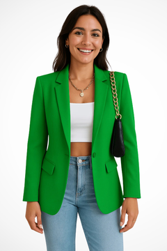 Maximiliane | Damen Business Blazer Tailliert Einknopf in Grün
