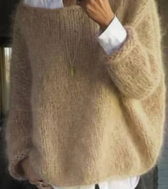 Melanie | Damen Kuscheliger Oversize Strickpullover in Khaki