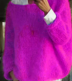 Melanie | Damen Kuscheliger Oversize Strickpullover in Lila