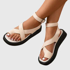 Melinda | Damen Verstellbare Riemchen Sandalen in Beige