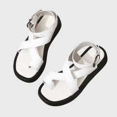 Melinda | Damen Verstellbare Riemchen Sandalen in Weiß