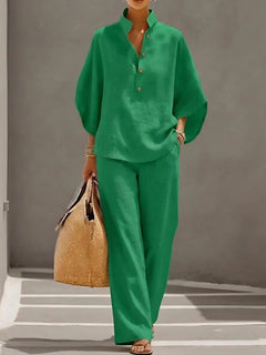 Melisande | Damen Entspannter Loungewear Set in Grün