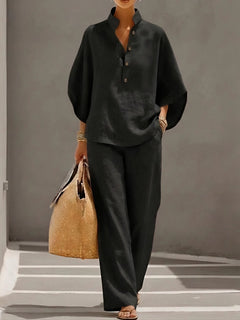 Melisande | Damen Entspannter Loungewear Set in Schwarz