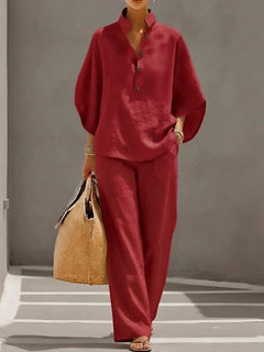 Melisande | Damen Entspannter Loungewear Set in Rot