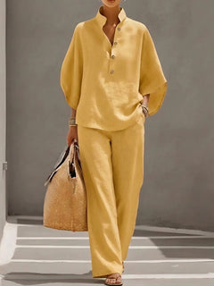 Melisande | Damen Entspannter Loungewear Set in Gelb