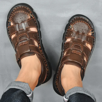 Verstellbare Ledersommersandalen für Herren