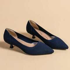 Solvei | Damen Kitten Heel Pumps Spitze Zehenpartie in Blau