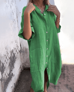 Kira | leichtes hemdkleid damen look in Grün