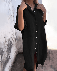 Kira | leichtes hemdkleid damen look in Schwarz