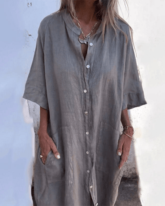 Kira | leichtes hemdkleid damen look in Grau