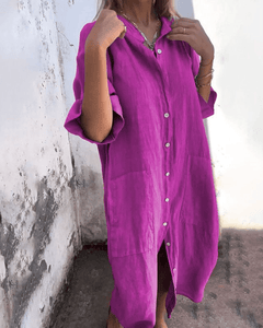 Kira | leichtes hemdkleid damen look in Lila