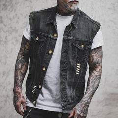 Milan | Herren Ärmellose Denim Weste in Schwarz