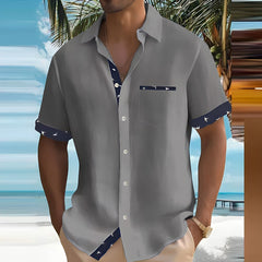 Milan | Herren Kurzarmhemd mit Kontrastdetails in Grau