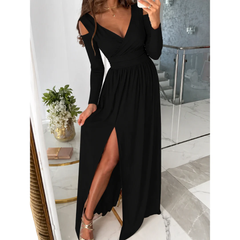 Sandra | Damen Elegantes Seitenschlitz Abendkleid in Schwarz