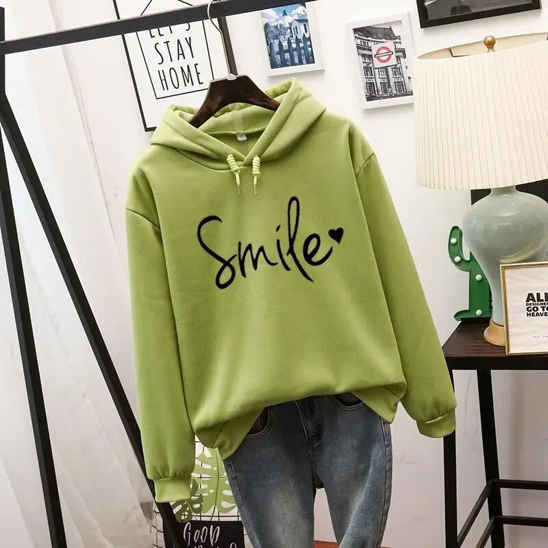 Damen Bedruckter Kapuzenpullover mit langen Ärmeln | Warme