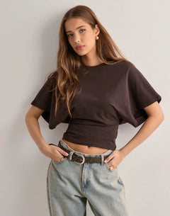 Victoria | Weites Ärmel Icon T-Shirt in Braun