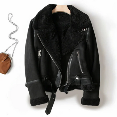 Moderne warme Bikerjacke für Damen | Winter