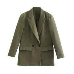 Moderner Oversize-Blazer für Damen | Lang in Olivgrün