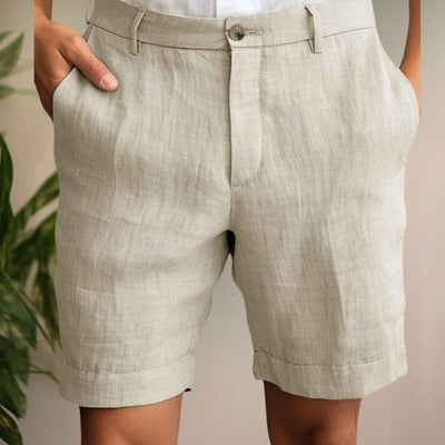 Leinen-Shorts mit Knopf für Herren