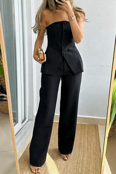 Modisches maßgeschneidertes Set für Damen | Hose und Oberteil in Schwarz