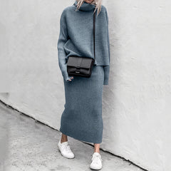 Modisches Pullover-Rock-Set für Frauen - Anita in Blau