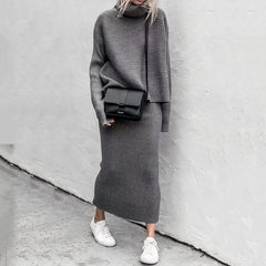Modisches Pullover-Rock-Set für Frauen - Anita in Grau