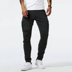 Herren Cargo Hose Slim Fit | Stretch Bequem in Schwarz
