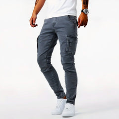 Herren Cargo Hose Slim Fit | Stretch Bequem in Grau