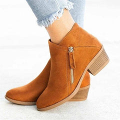 Wildleder-Stiefeletten mit Reißverschluss für Damen in Orange
