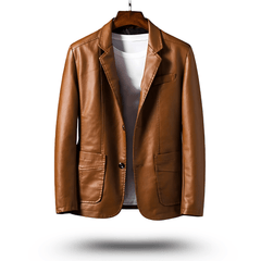 Klassische Reverskragen Lederjacke in Braun