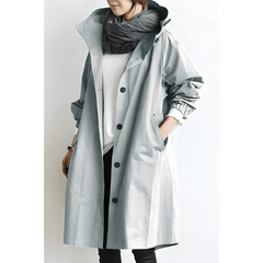 Amelia | Damen Wasserdichte Geknöpfter Trenchcoat Mantel in Blau