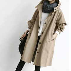 Amelia | Damen Wasserdichte Geknöpfter Trenchcoat Mantel in Beige