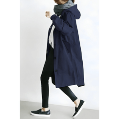 Amelia | Damen Wasserdichte Geknöpfter Trenchcoat Mantel in Marineblau