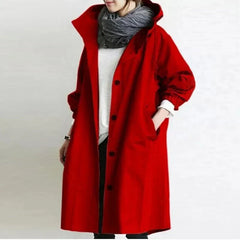 Amelia | Damen Wasserdichte Geknöpfter Trenchcoat Mantel in Rot