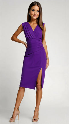 Viola - Damen Abendkleid mit plissiertem Design und zeitlosem Stil in Flieder
